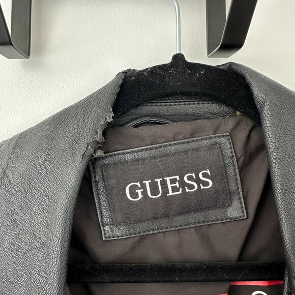 GUESS Faux Leather Lace-Up Jacket, Black Size: Small - Picture 7 of 7